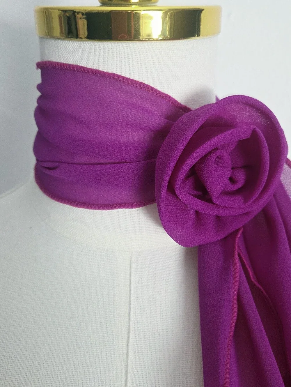 Purple wrap around scarf with flower